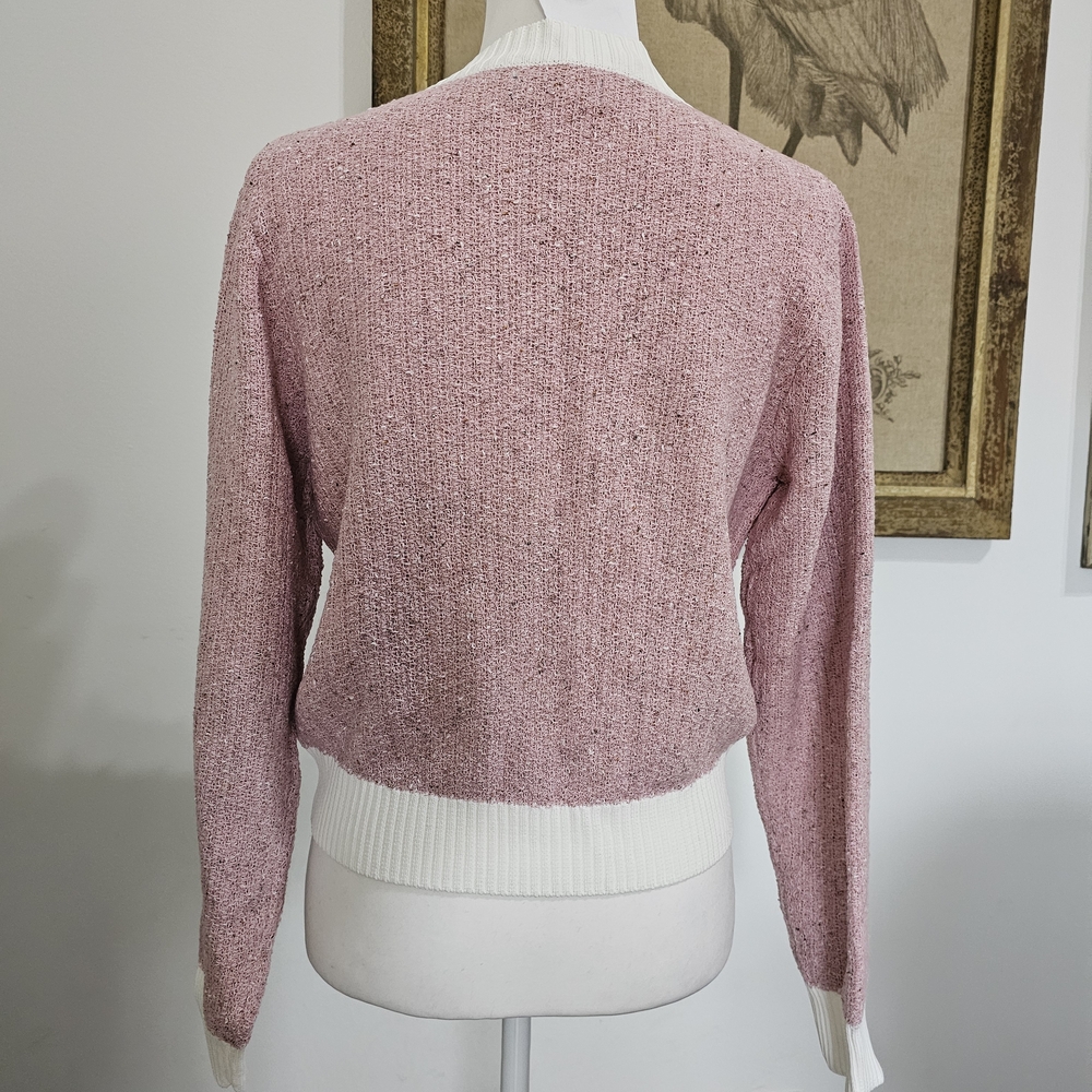 Pink Pearl Button Cardigan Coquette Preppy Old Money Knit Sweater - Picture 6 of 12